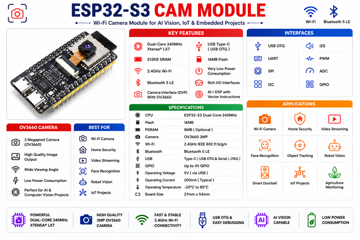 ESP32-S3 CAM Module Complete Guide: Features, Pinout & Projects