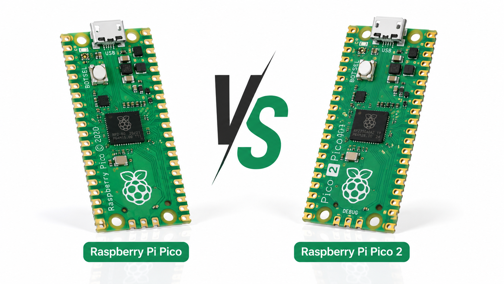 Raspberry Pi Pico and Raspberry Pi Pico 2 comparison