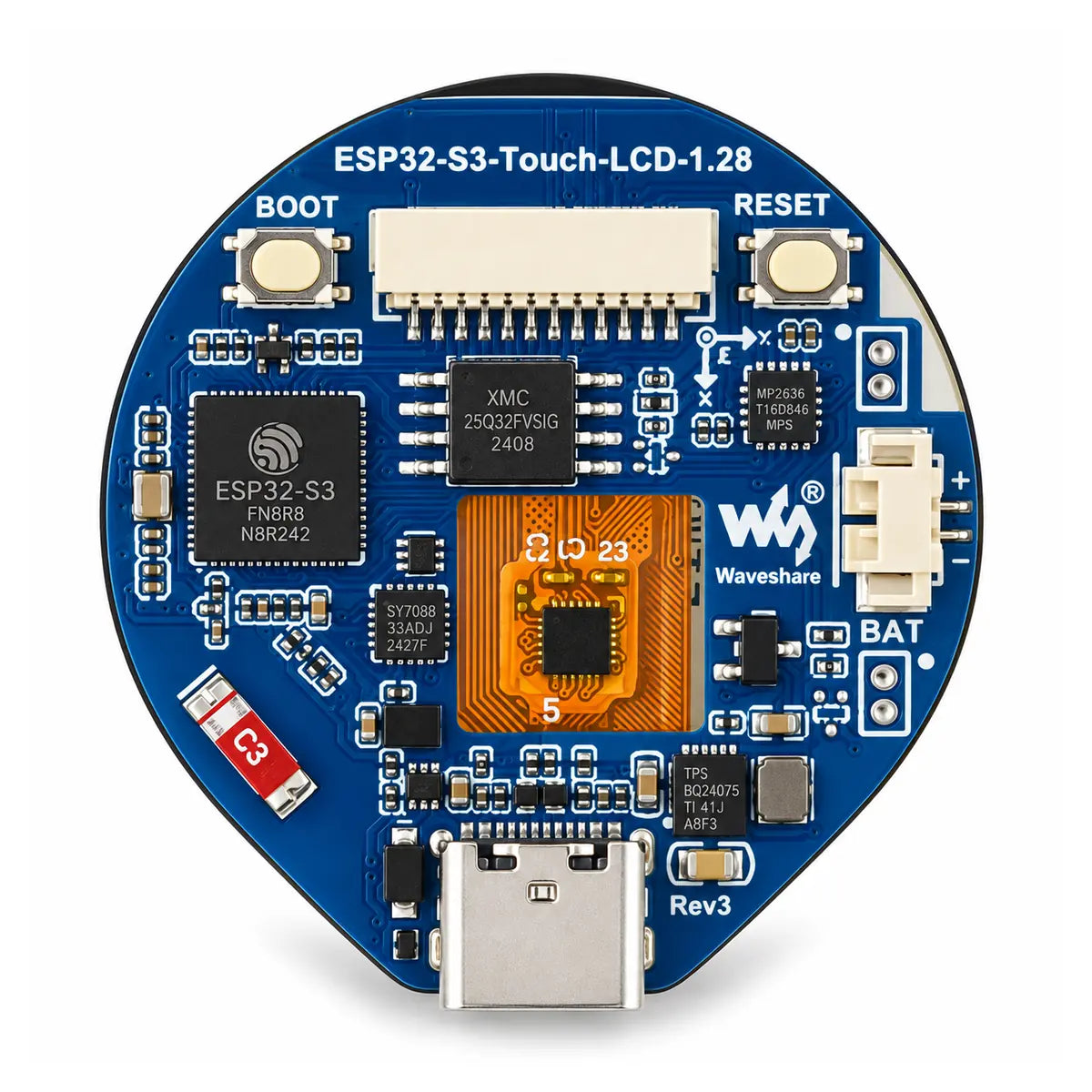 ESP32-S3 round IPS display with QMI8658 6-axis IMU