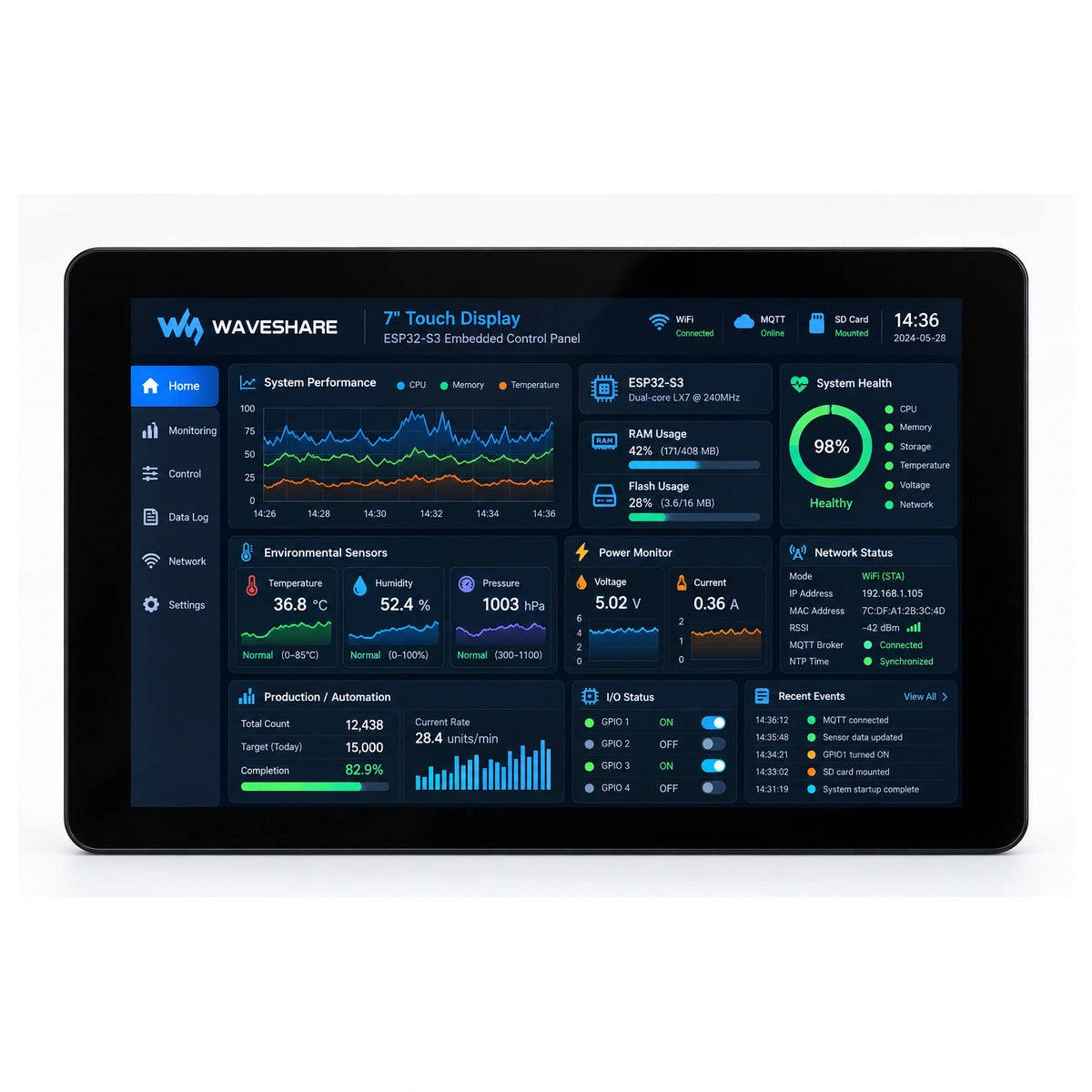 Waveshare ESP32-S3 7 Inch Touch Display Development Board