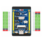 Waveshare 2 inch ESP32 touch display development board pinout and labels