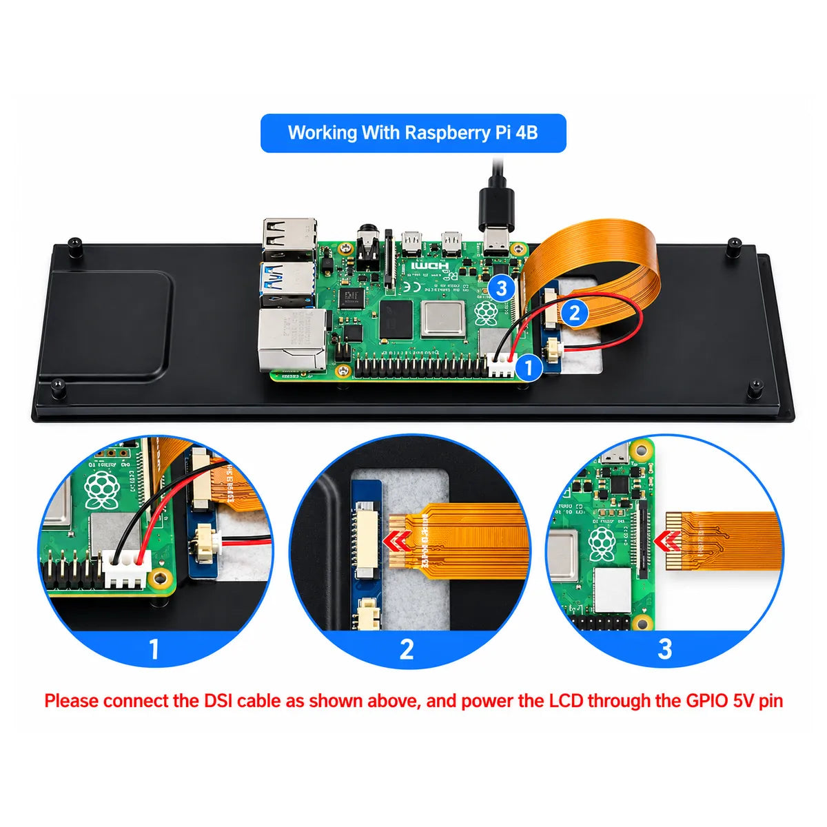 DSI display connected to Raspberry Pi 4B