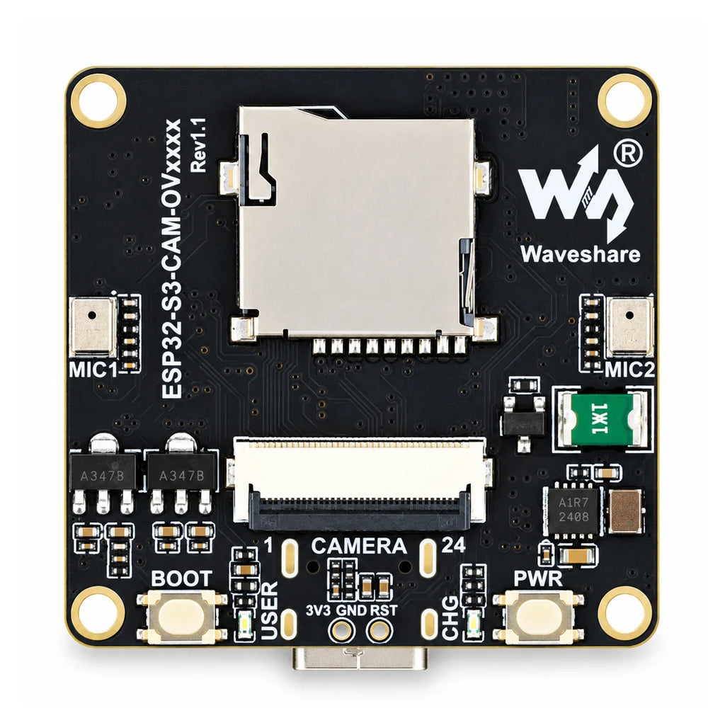 Waveshare ESP32-S3 camera board with dual microphones