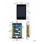 Waveshare 2 inch ESP32 touch display dimension