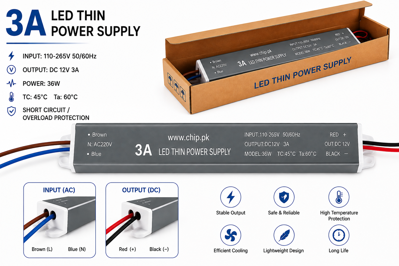 36W Switching Power Supply for Indoor LED Lights