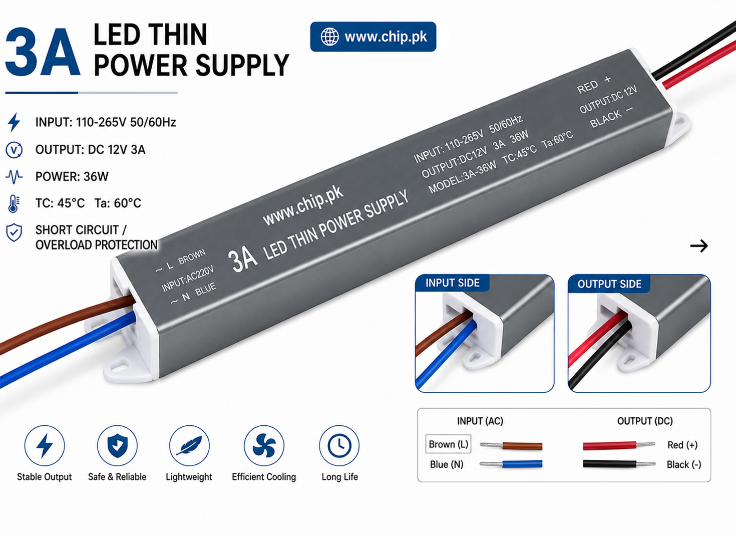12V 3A Ultra Slim LED Switching Power Supply