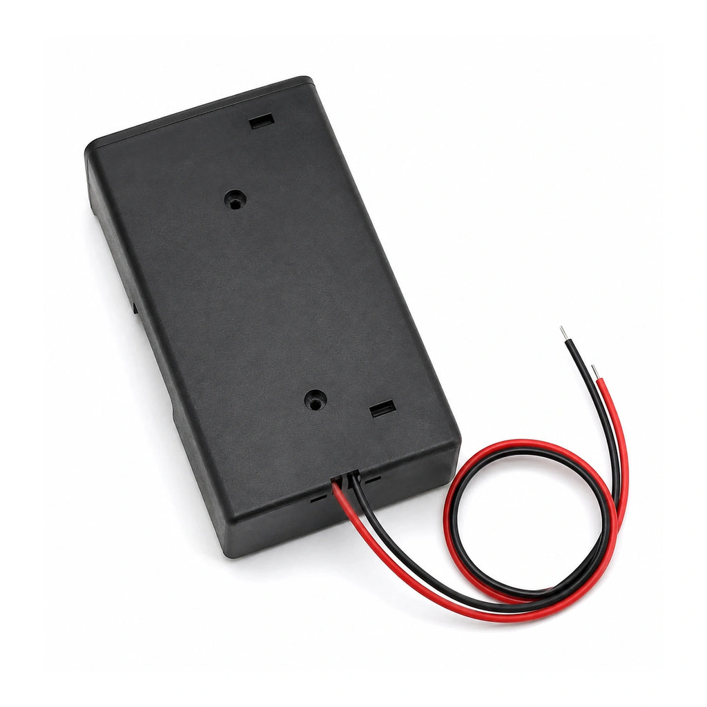 2 Cell 18650 Battery Holder with Red and Black Wires