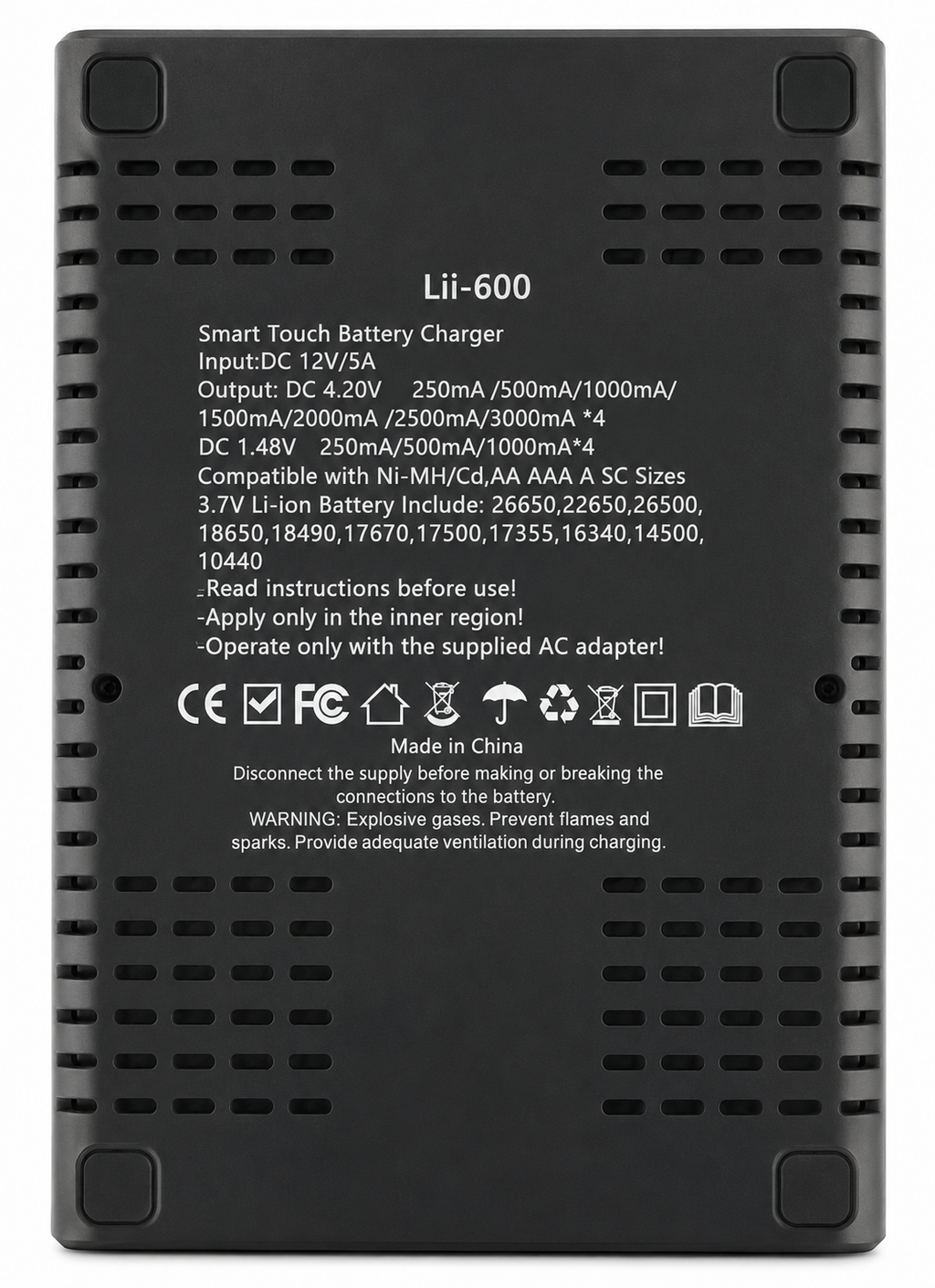 4 Slot Smart Universal Battery Charger  back side