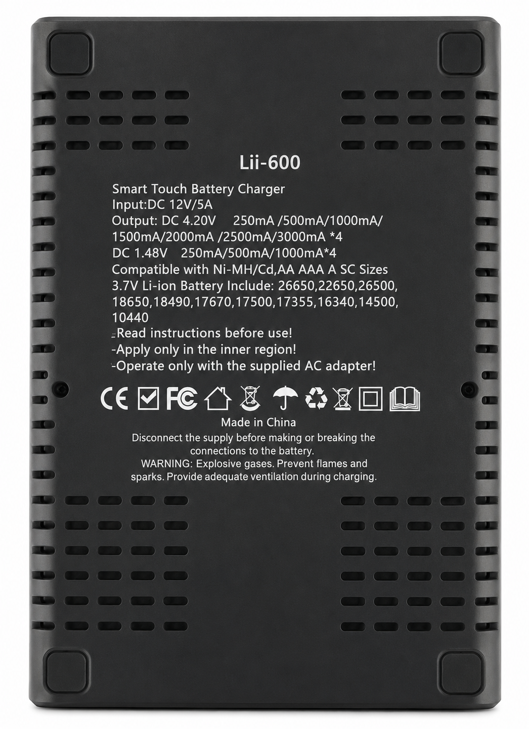 4 Slot Smart Universal Battery Charger  back side
