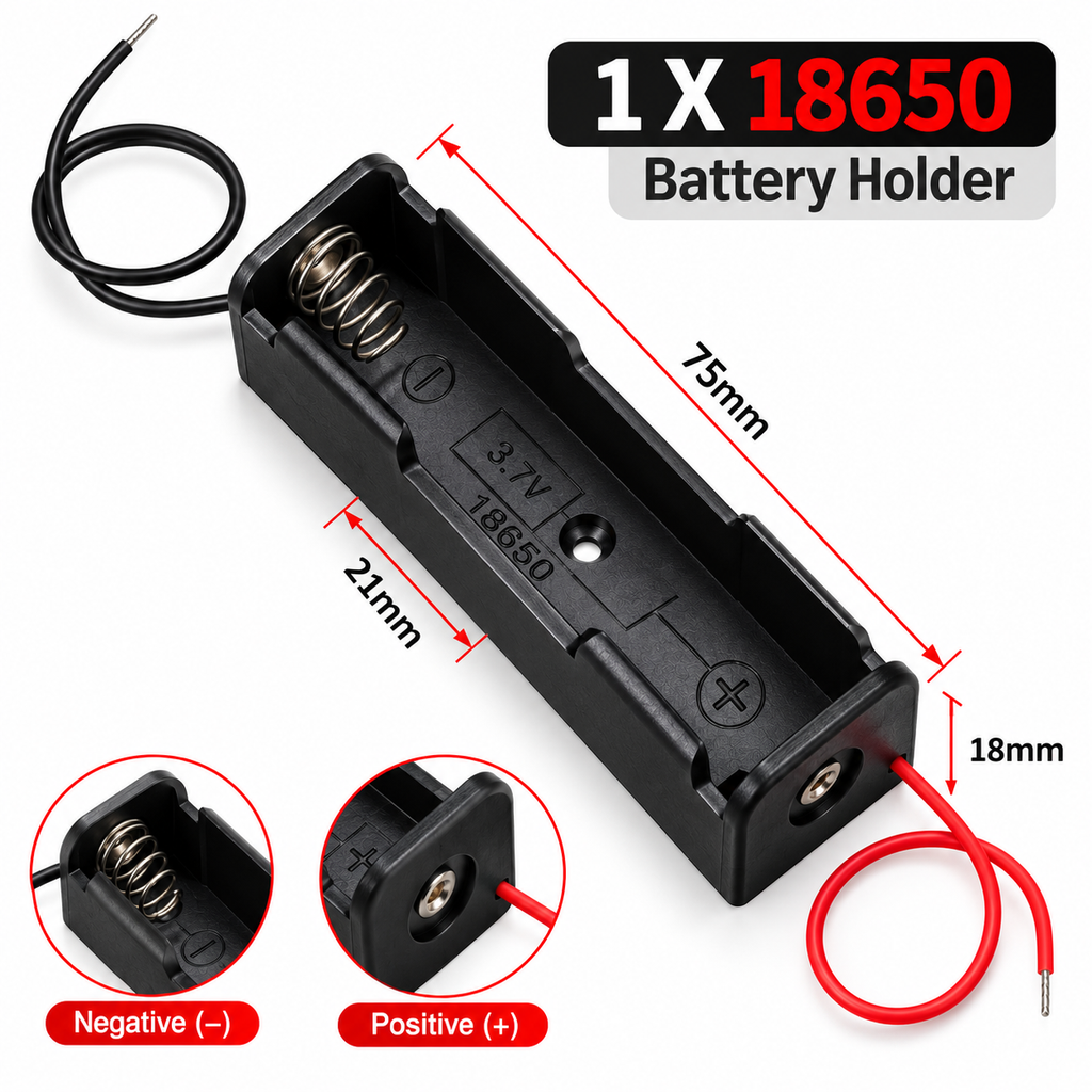 1 Cell lithium battery holder dimensions