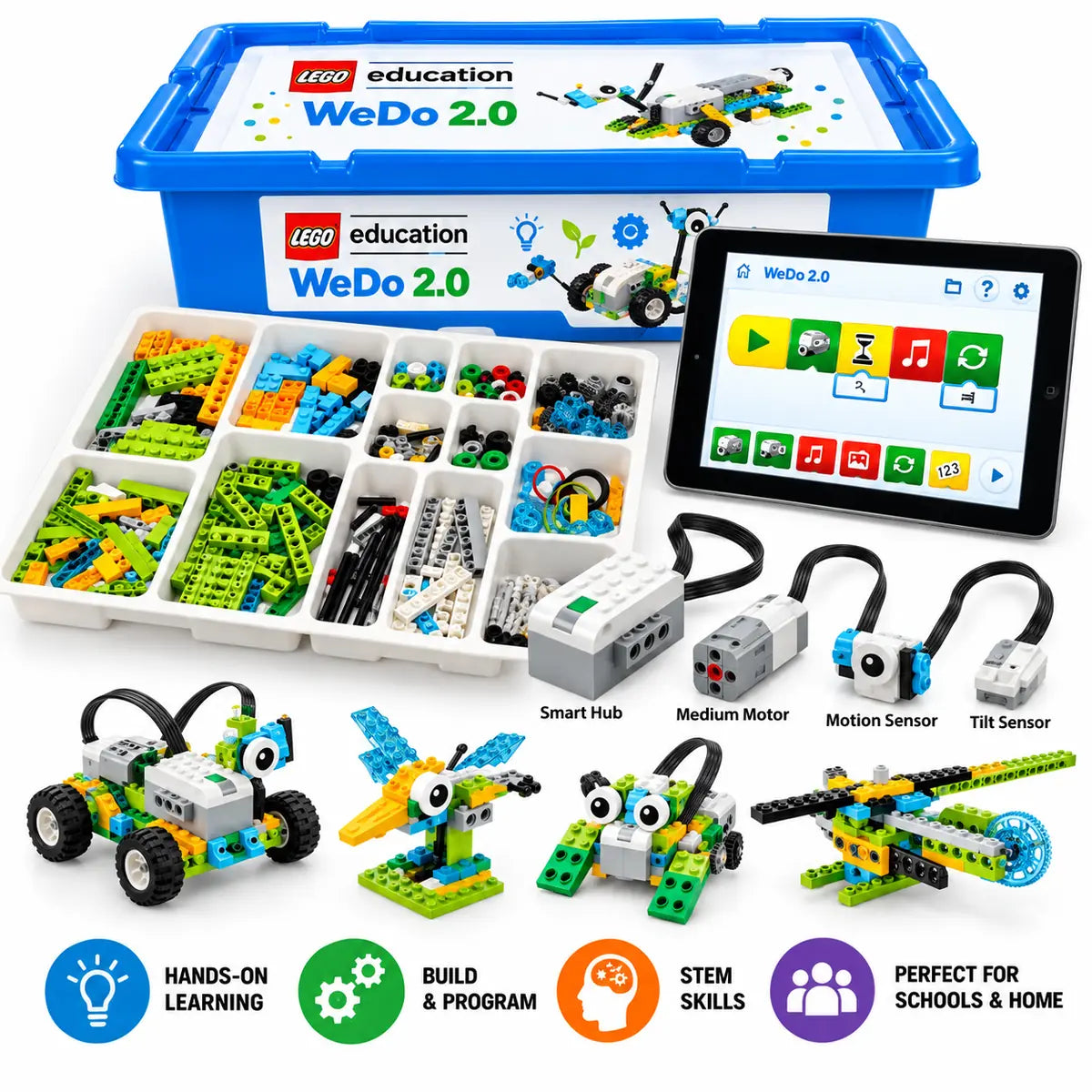 WeDo 2.0 SmartHub with LEGO robotics components