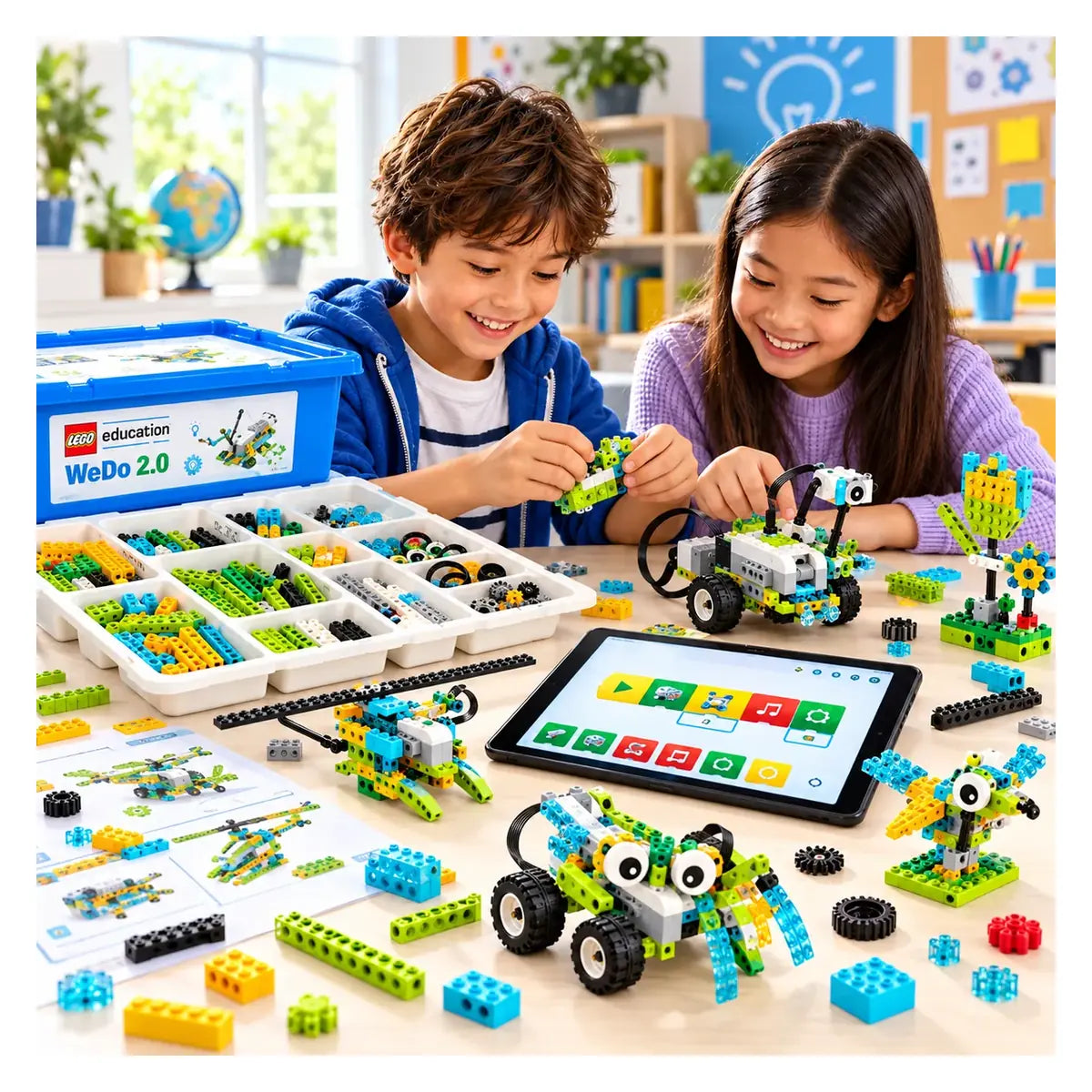 LEGO Education WeDo 2.0 building elements and electronics