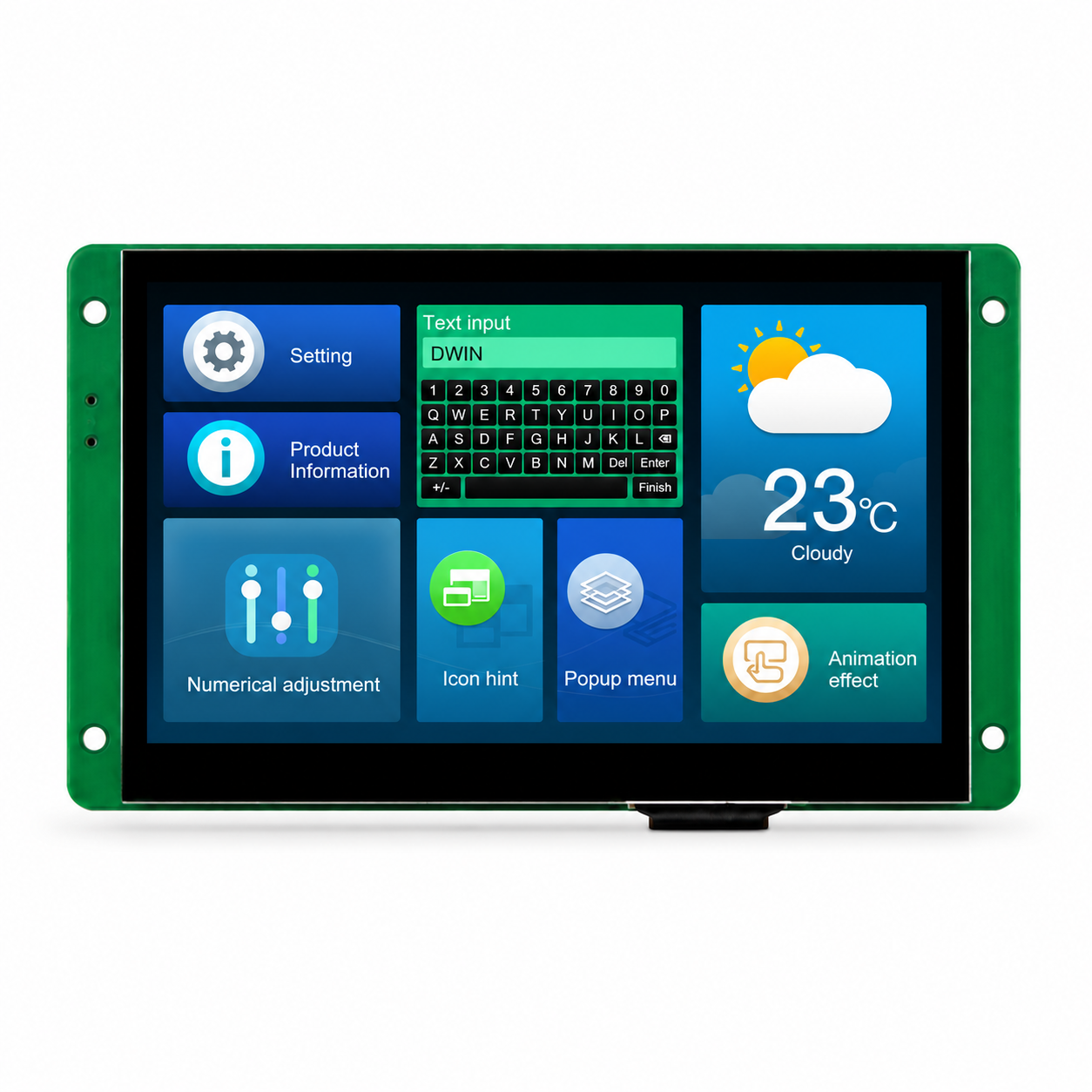 DWIN HMI LCD 5 Inch Capacitive Touch TFT Display front side