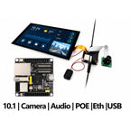 ESP32-P4-NANO board connected to MIPI DSI display and MIPI CSI camera