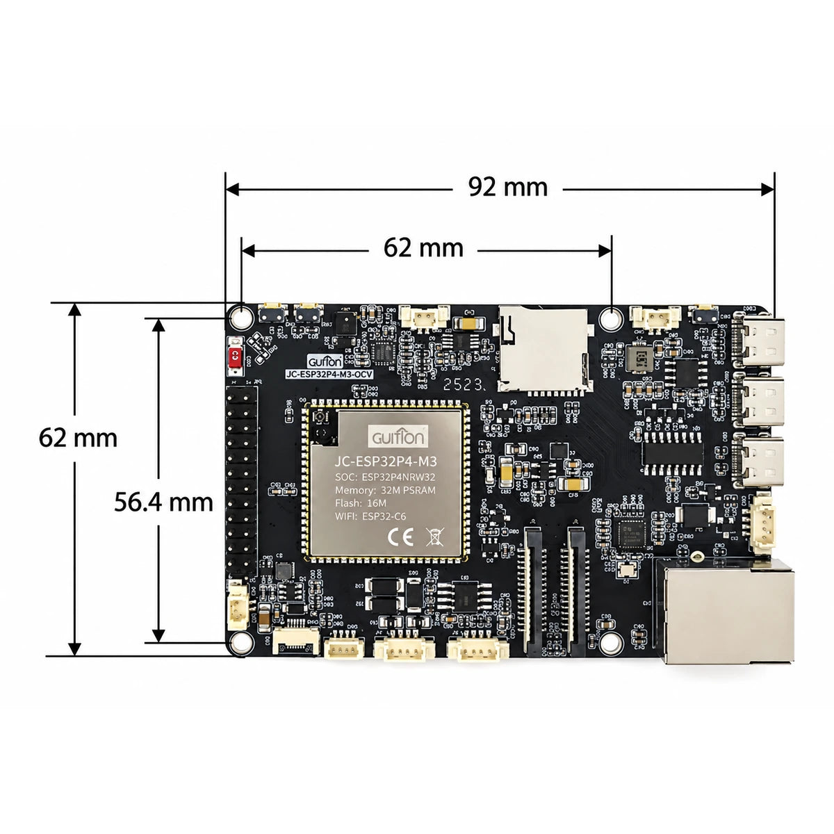 GUITION ESP32-P4 board dimensions
