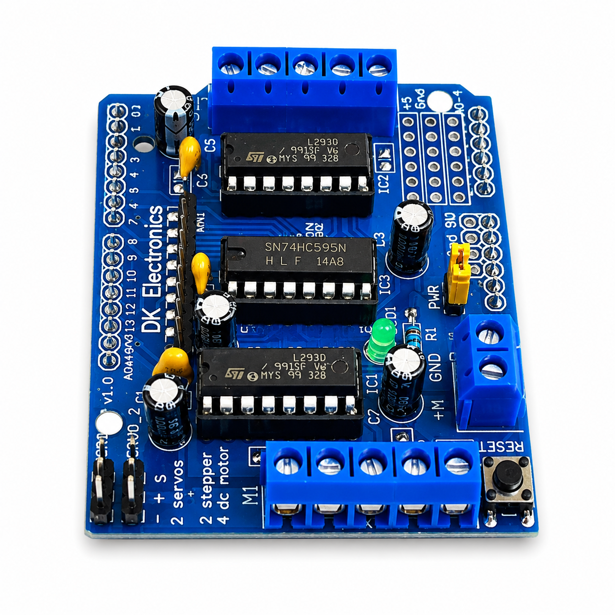 L293D Motor Driver Shield for Arduino Uno R3 – DC, Stepper & Servo Motor Control front