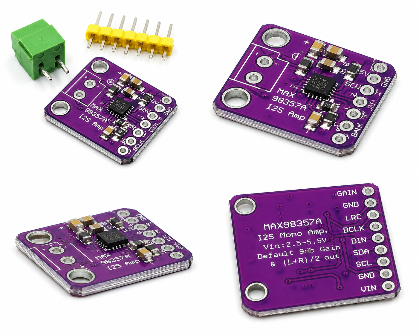 MAX98357A I2S Digital Audio Amplifier Module with Built-in DAC 3W Class-D Mono Amplifier Compatible with ESP32, Raspberry Pi, STM32, and Arduino I2S Projects