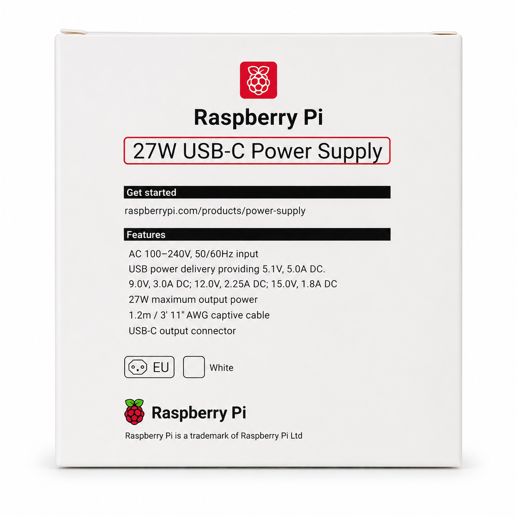 Official Raspberry Pi 27W USB-C Power Supply box
