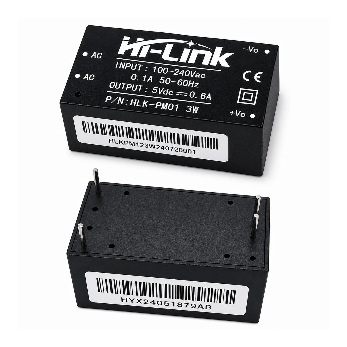 Hi-Link HLK-PM01 AC input and 5V DC output pins