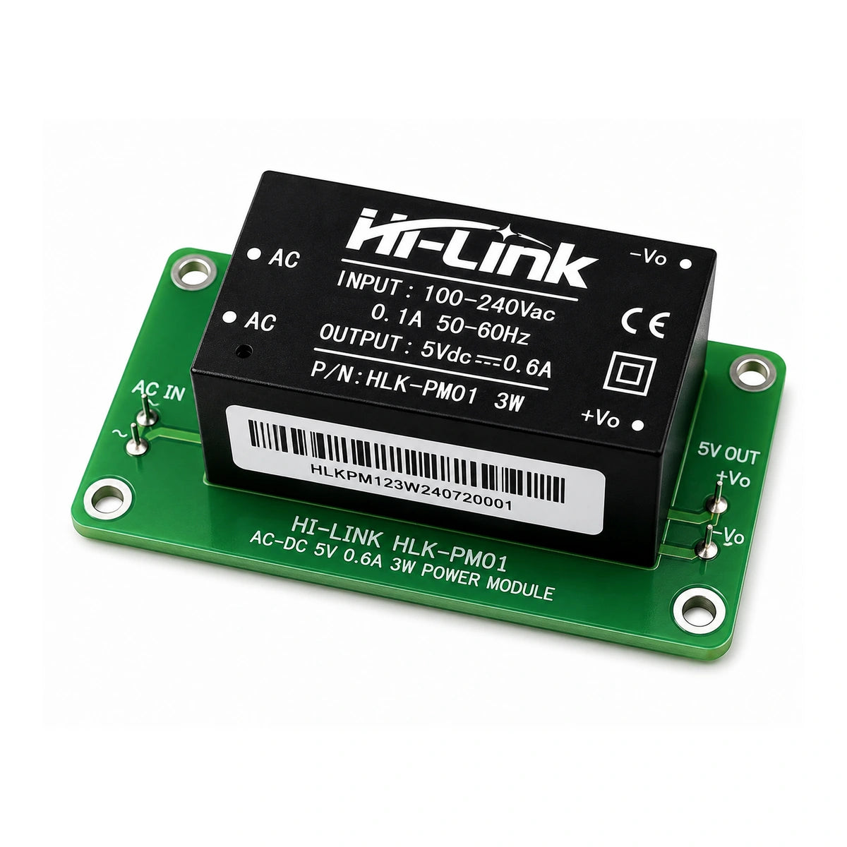 Hi-Link 5V power module mounted on a PCB