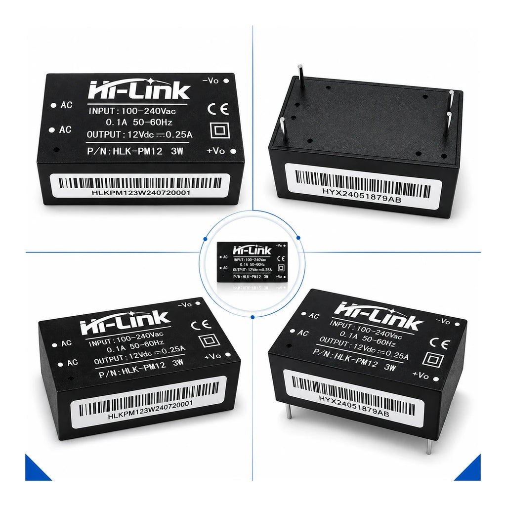 Hi-Link HLK-PM12 AC input and 12V DC output diagram