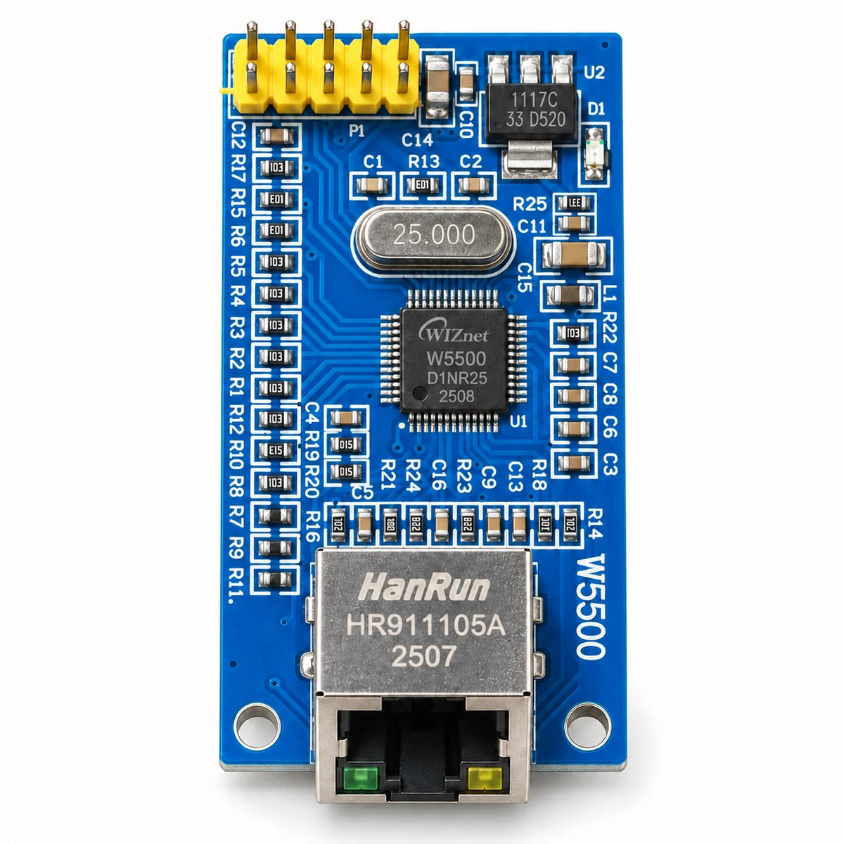 W5500 Ethernet Module with WIZnet controller and RJ45 connector
