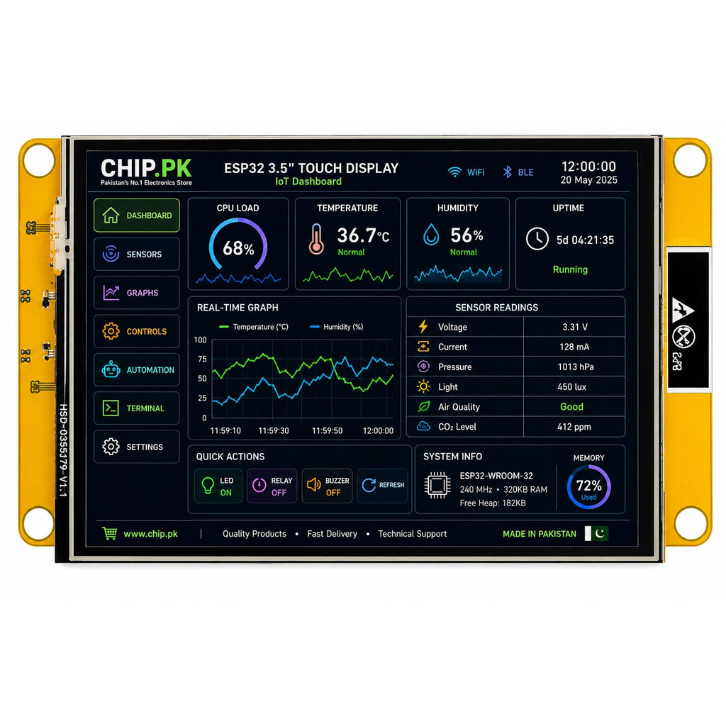 3.5 Inch ESP32-32E 320x480 Resistive Touch LCD Display