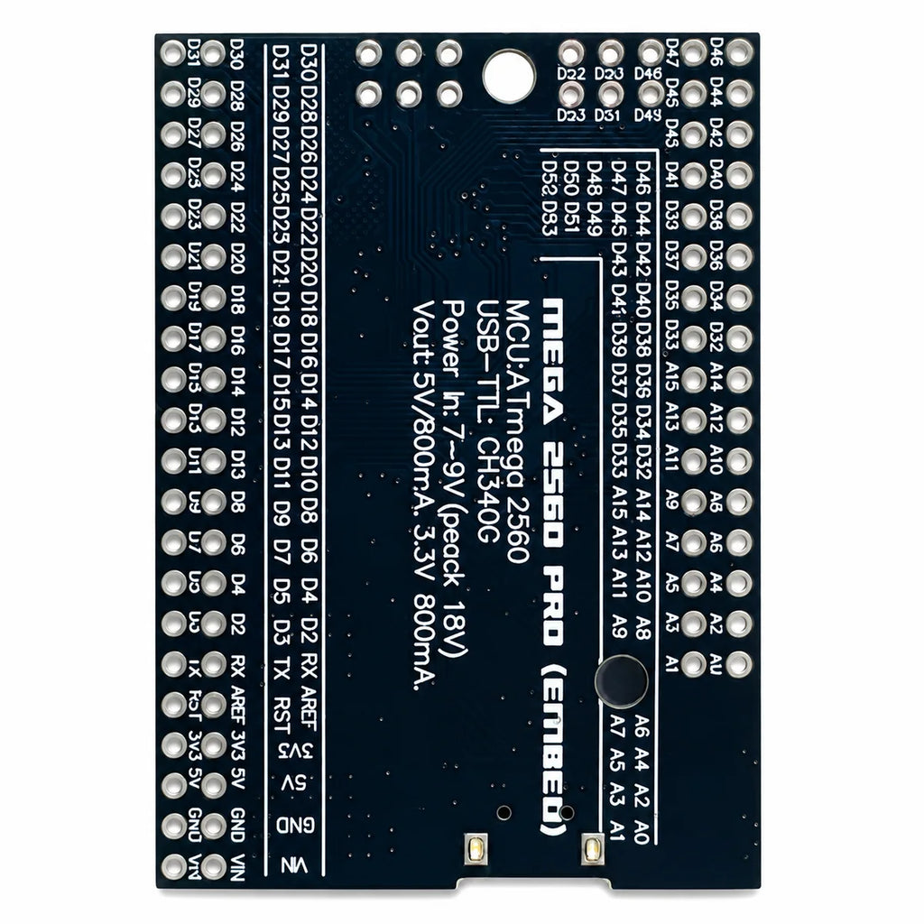 Arduino Mega 2560 Pro Mini compact development board back side