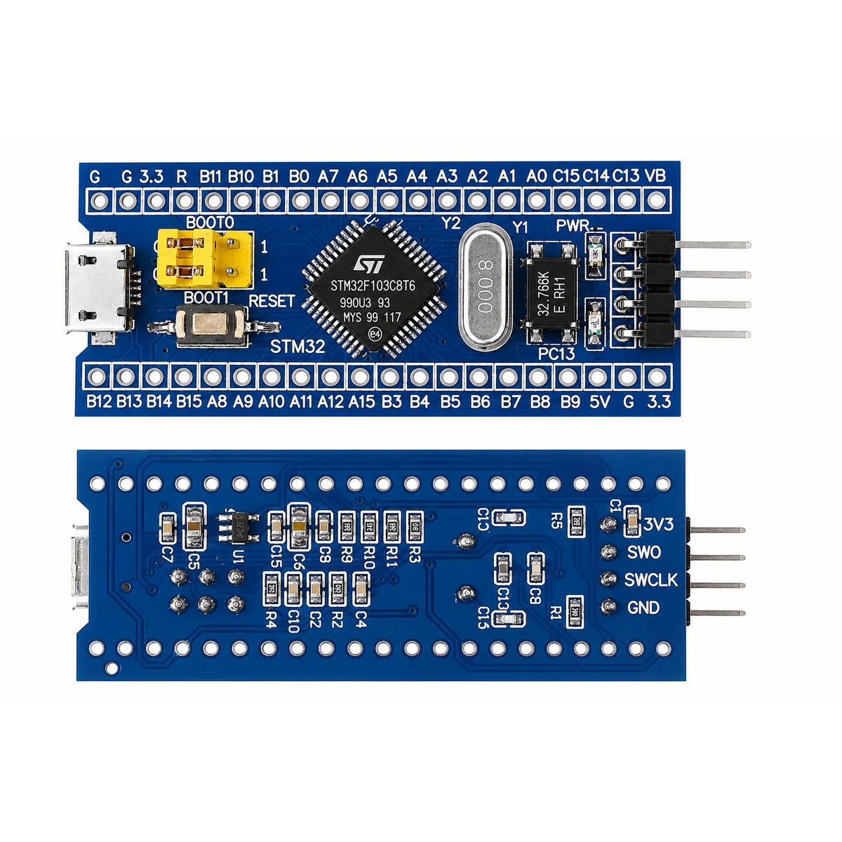 STM32F103C8T6 Blue Pill Board Front and Back View