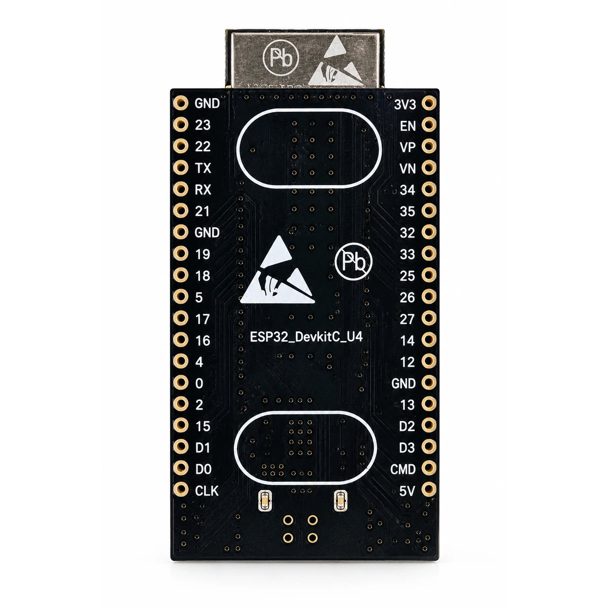 ESP32 WROOM 32D development board back side