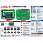 Close-up of Mach3 CNC interface board showing DB25 parallel connector and labelled input and output terminals.