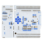 Rear PCB of the STM32 Nucleo F401RE board showing solder connections, Nucleo branding and MB1136 rev C markings.