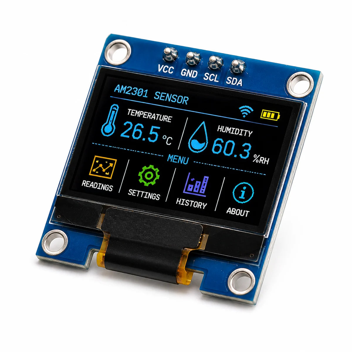 0.96 Inch I2C OLED display pins detail