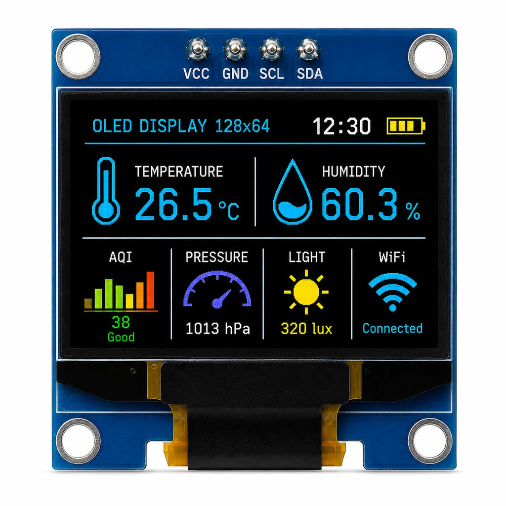0.96 Inch OLED Display 128x64 I2C SSD1306 Module