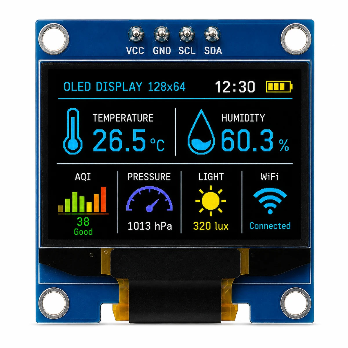 0.96 Inch OLED Display 128x64 I2C SSD1306 Module