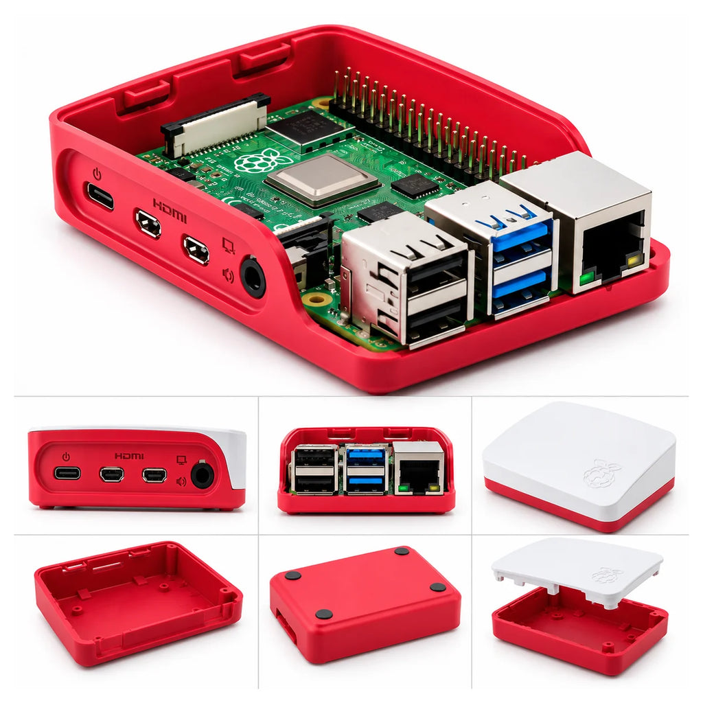 Raspberry Pi 4 ABS case with removable top and bottom enclosure