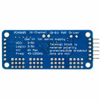 PCA9685 I2C servo driver module with channel connections