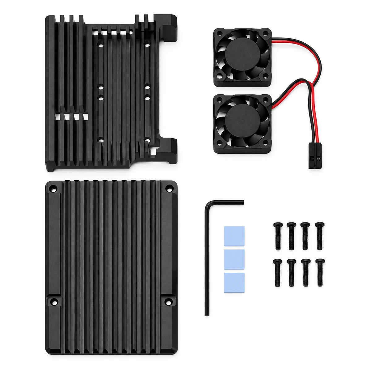 Raspberry Pi 4 aluminum heatsink case with all parts