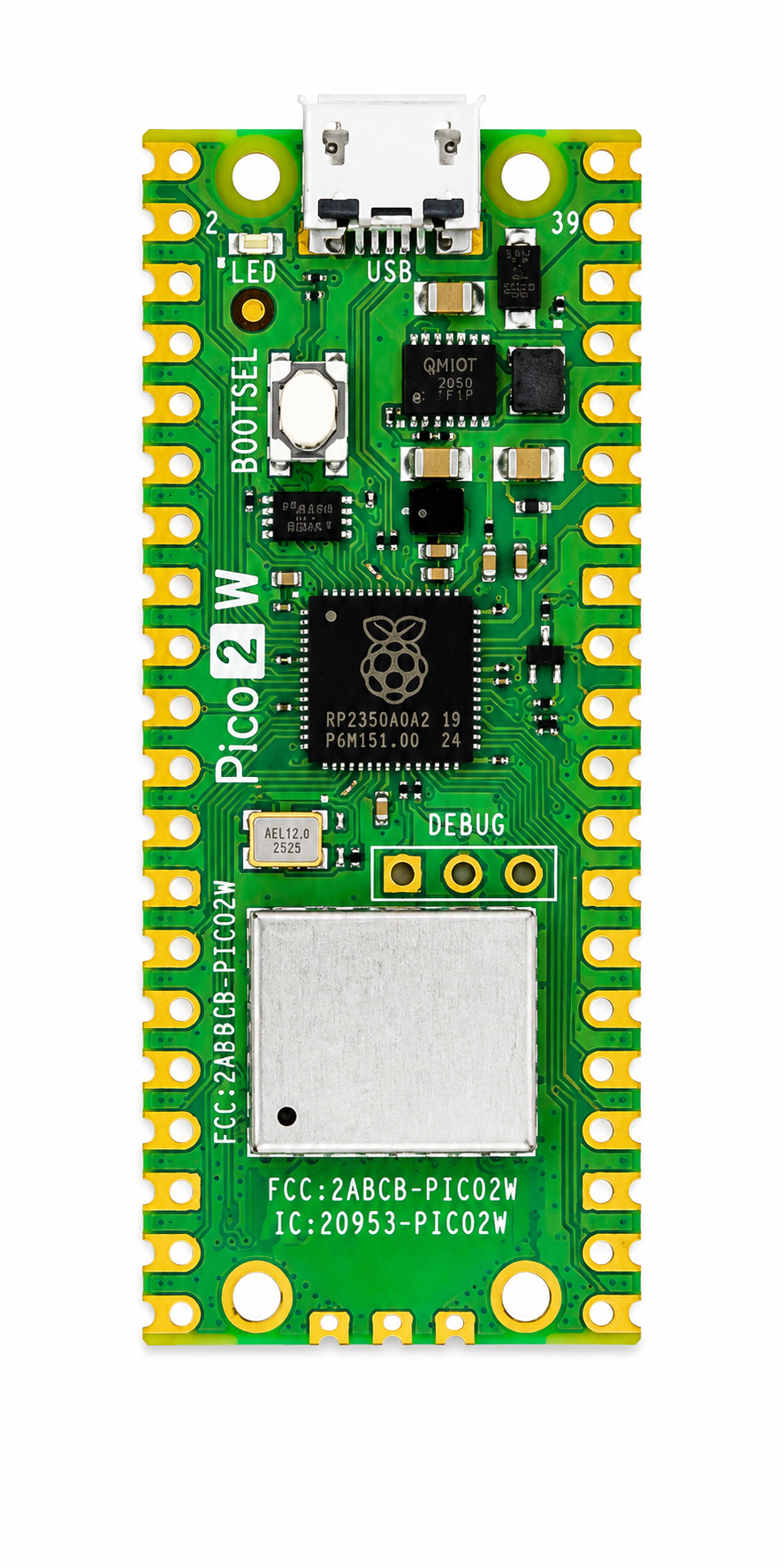 Raspberry Pi Pico 2 W Wi-Fi Bluetooth Development Board