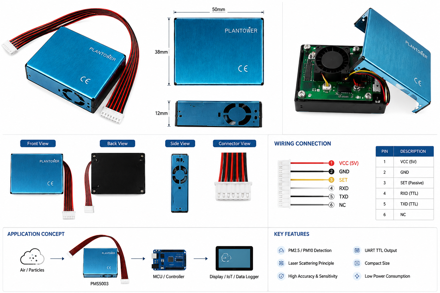 PMS5003 Dust and Air Quality Monitoring Sensor For Arduino