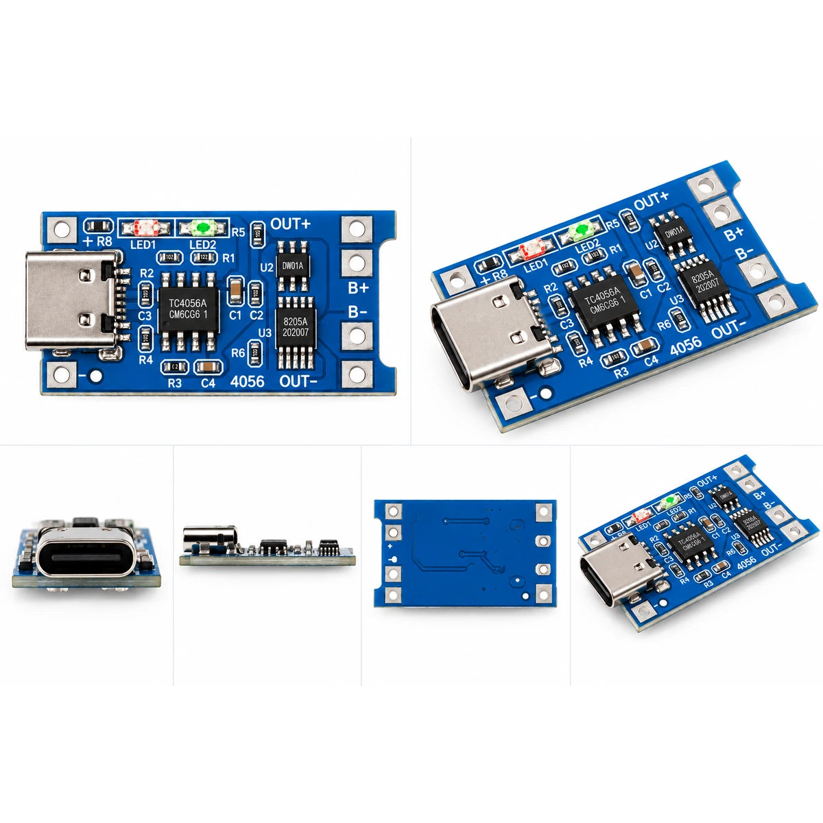TP4056 Type-C 18650 battery charging module with LED indicators