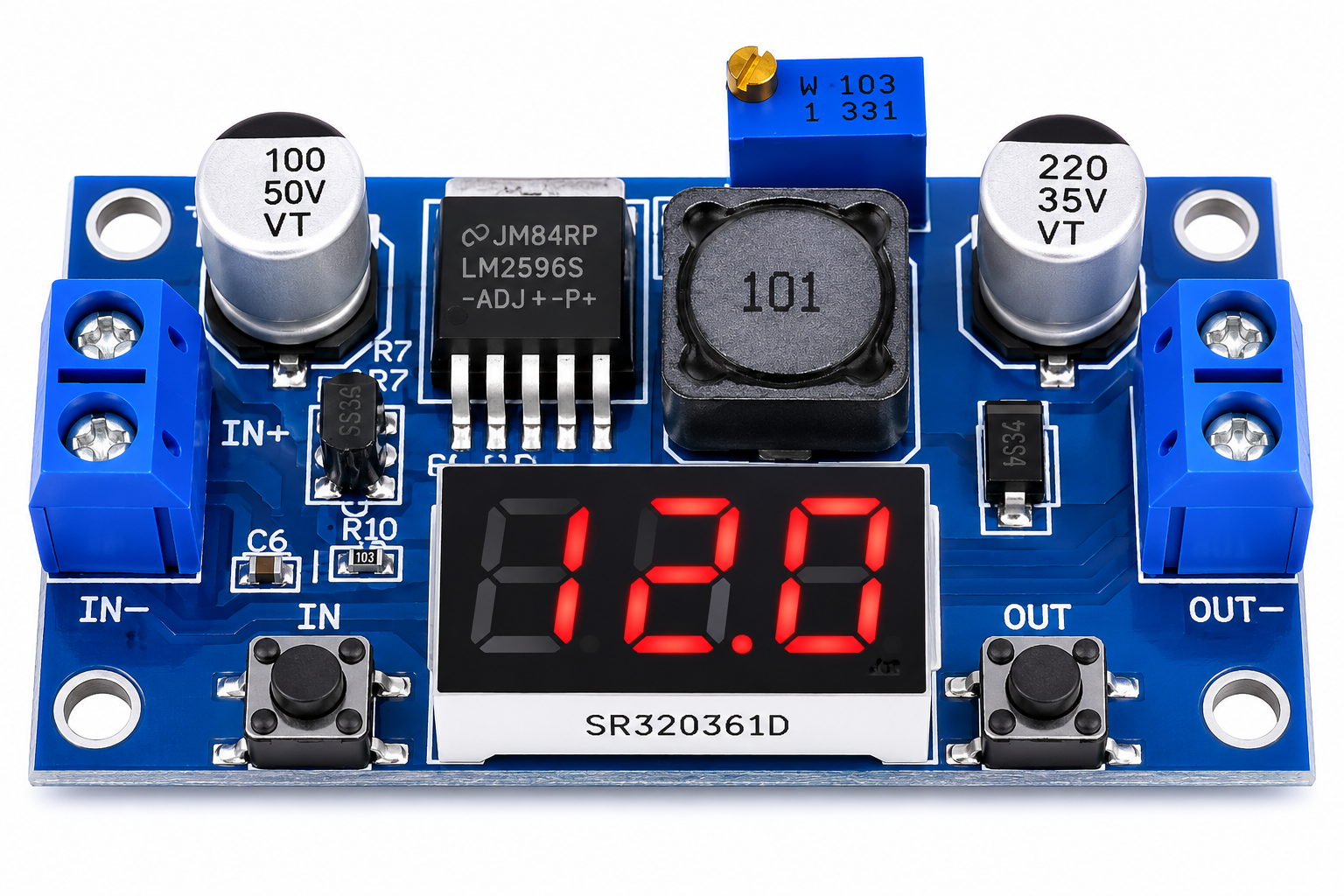 XL4015 5A 75W DC-DC Adjustable Step-Down Buck Converter Module with LED Digital Voltmeter